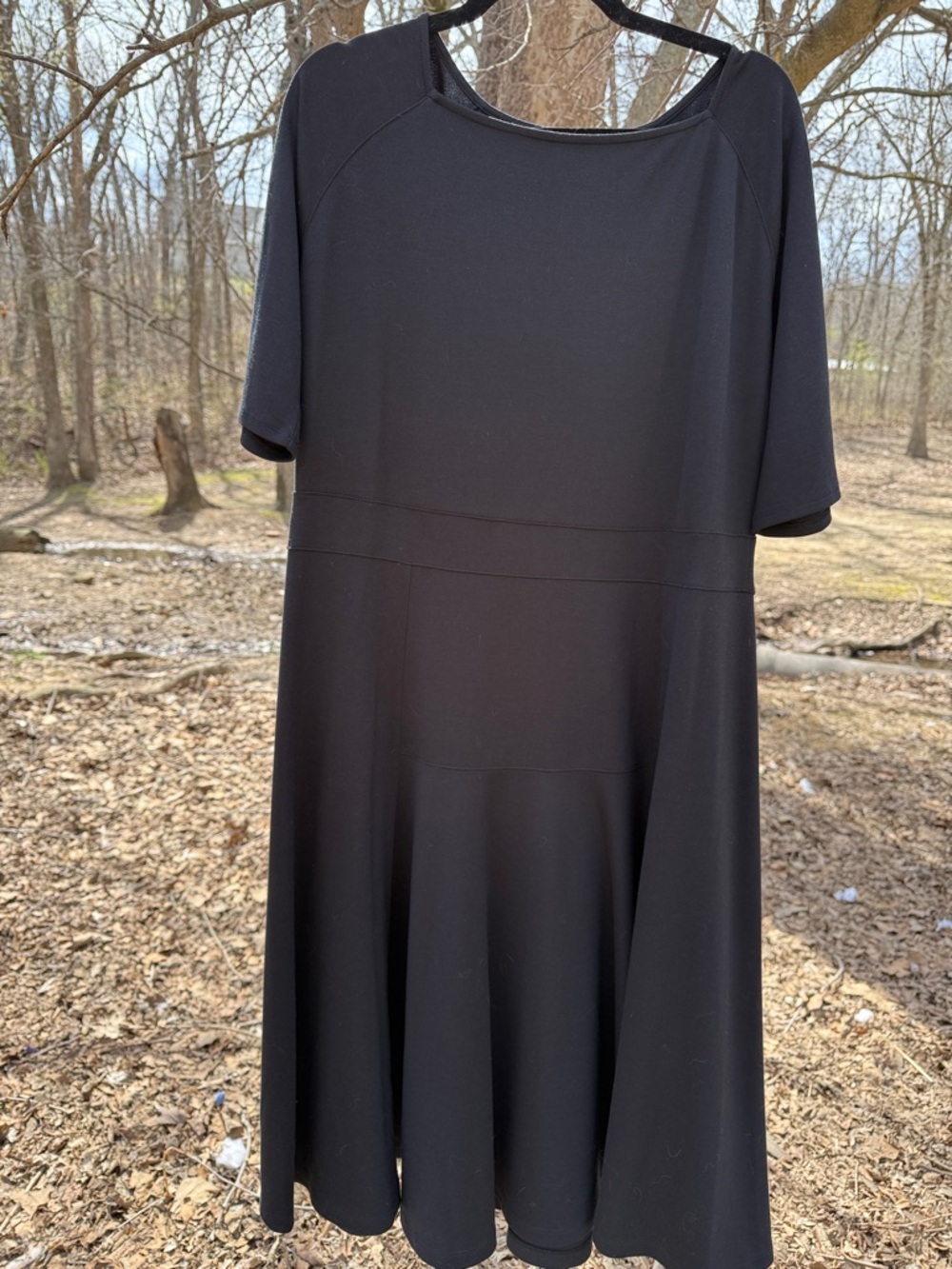 Lands' End Black Midi Fit-and-Flare Dress